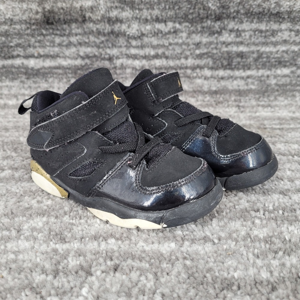 Nike Jordan 6 Retro Toddler Shoes Black Gold Leather Sz 8C